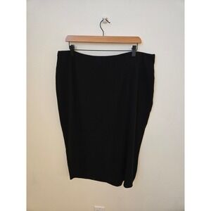 Torrid Black Ribbed Pencil Skirt Size 1X Midi Stretch Pull On